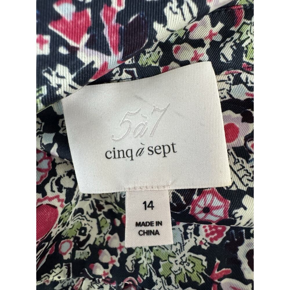Cinq à Sept Midi Dress Womens 14 Floral Dainty Cocktail Elegant Feminine Multi - Picture 4 of 16